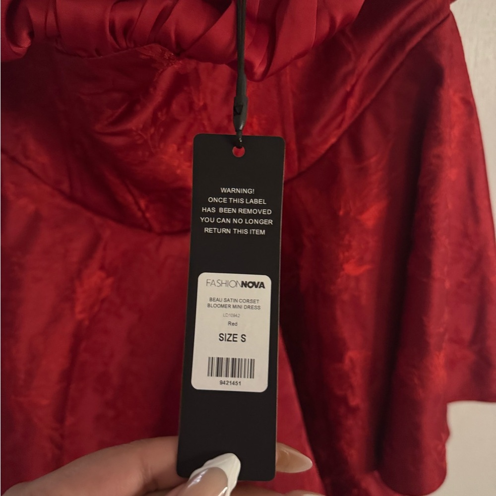 Red Ruffled Mini Dress - Picture 3 of 4